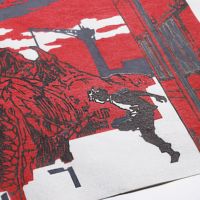 【額付き】『怪獣８号』手摺り木版画（Red）